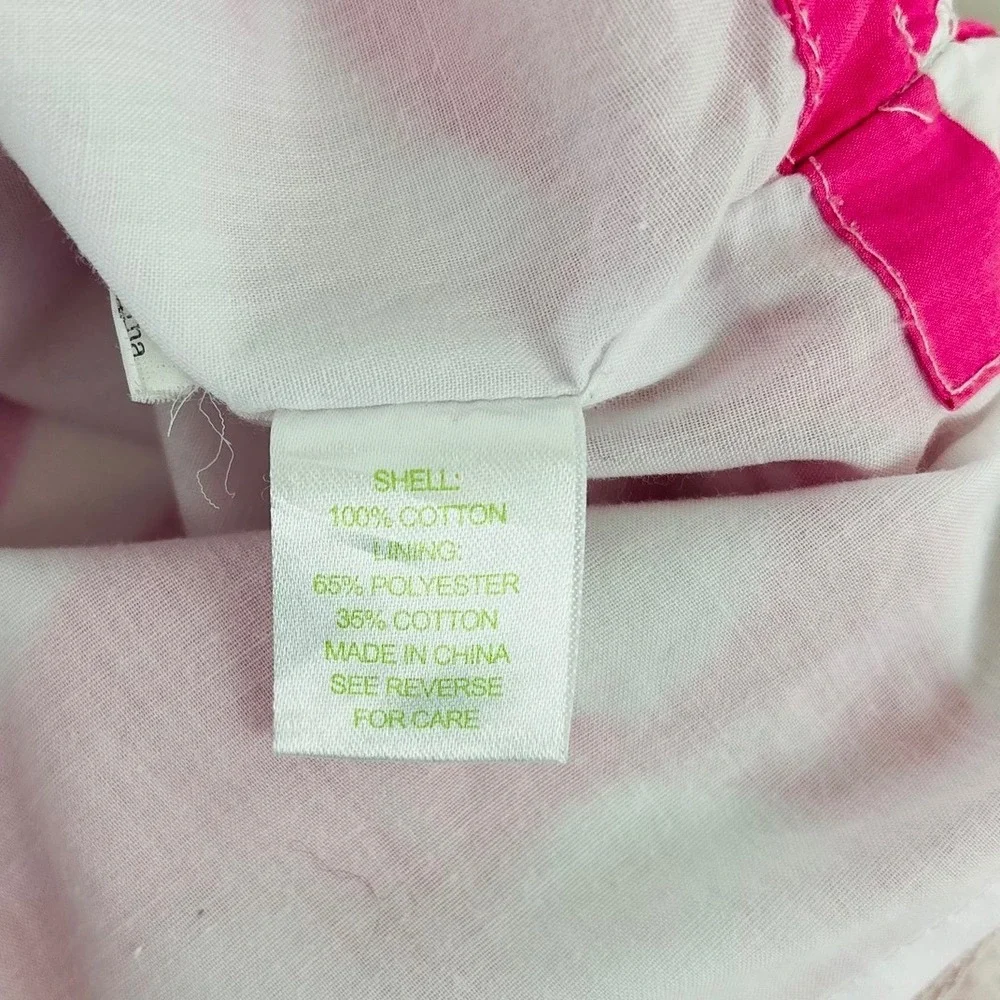 Lilly Pulitzer Girls Pink White Floral Shift Dress Green Trim Size 8‎